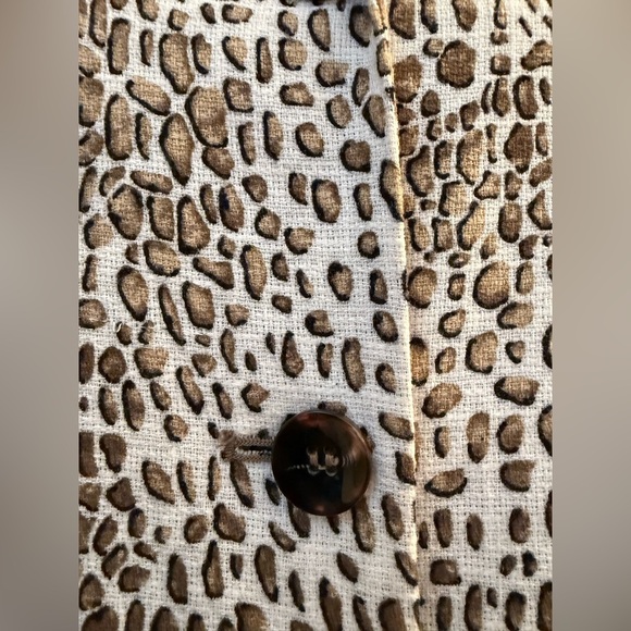 Pendleton Animal Cat Print Linen Blend Coat Blazer Jacket Brown/White Women Sz L - Picture 10 of 16